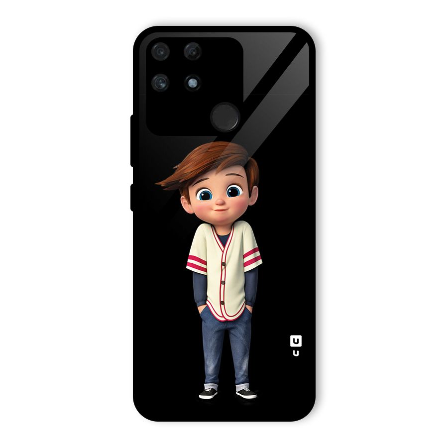 Cute Boy Tim Glass Back Case for Realme Narzo 50A