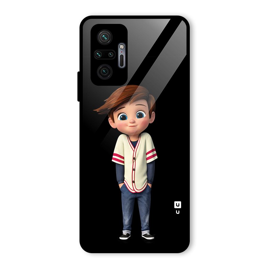 Cute Boy Tim Glass Back Case for Redmi Note 10 Pro