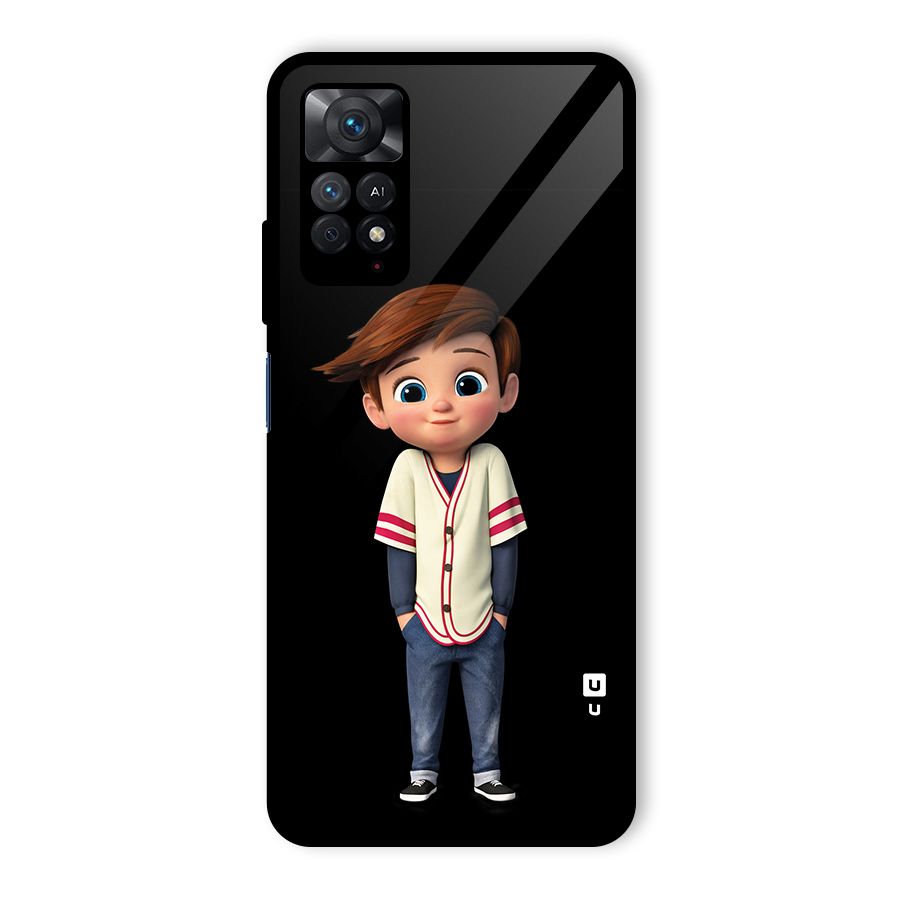 Cute Boy Tim Glass Back Case for Redmi Note 11 Pro