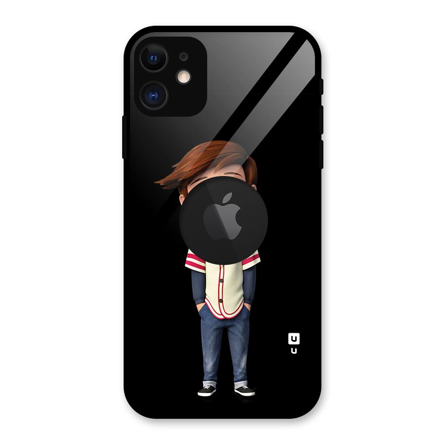Cute Boy Tim Glass Back Case for iPhone 11 Logo Cut