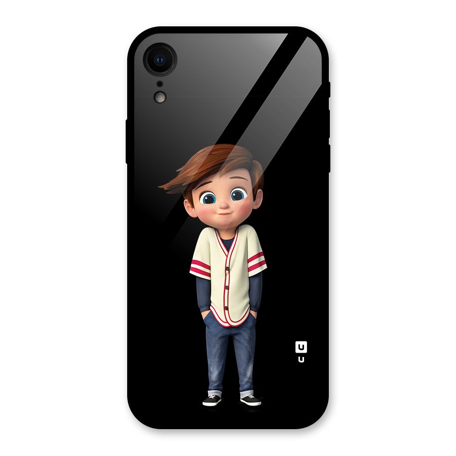 Cute Boy Tim Glass Back Case for iPhone XR