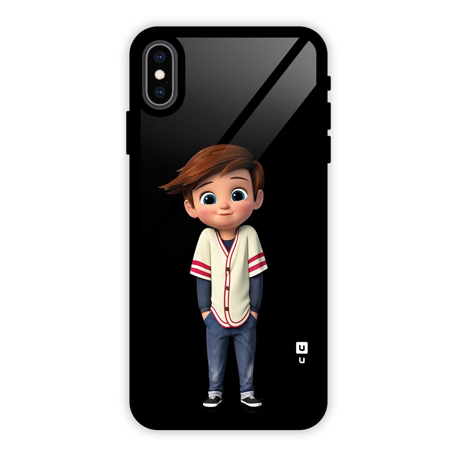 Cute Boy Tim Glass Back Case for iPhone XS Max
