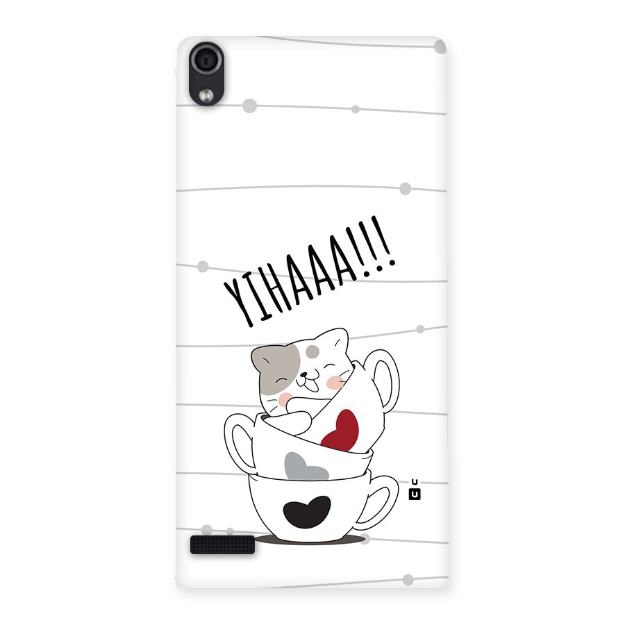Cute Cat Cup Back Case for Ascend P6