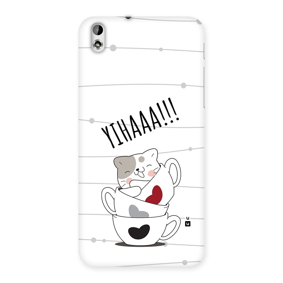 Cute Cat Cup Back Case for Desire 816g