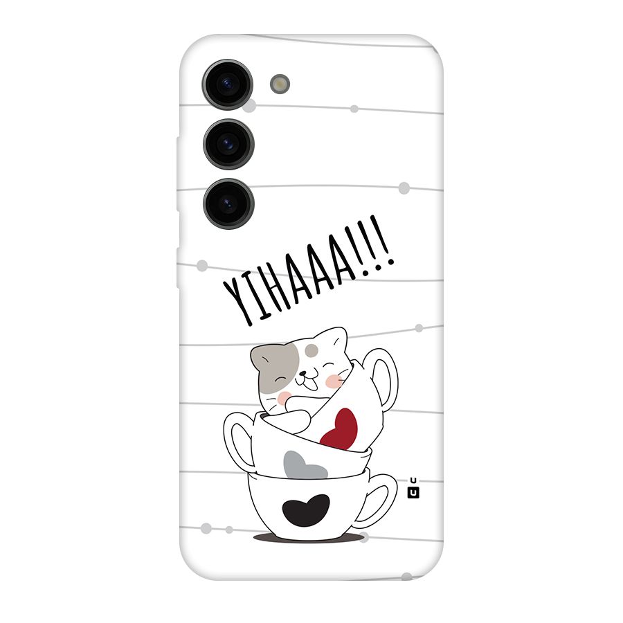 Cute Cat Cup Back Case for Galaxy S23