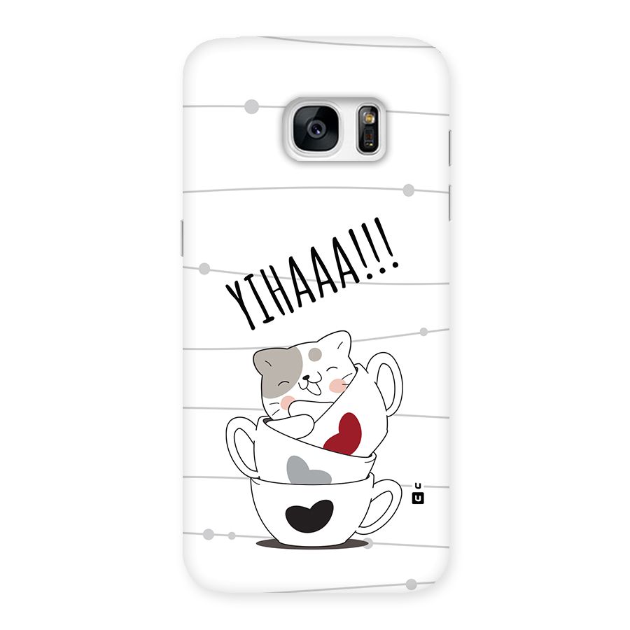 Cute Cat Cup Back Case for Galaxy S7 Edge