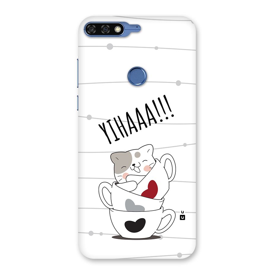 Cute Cat Cup Back Case for Honor 7C