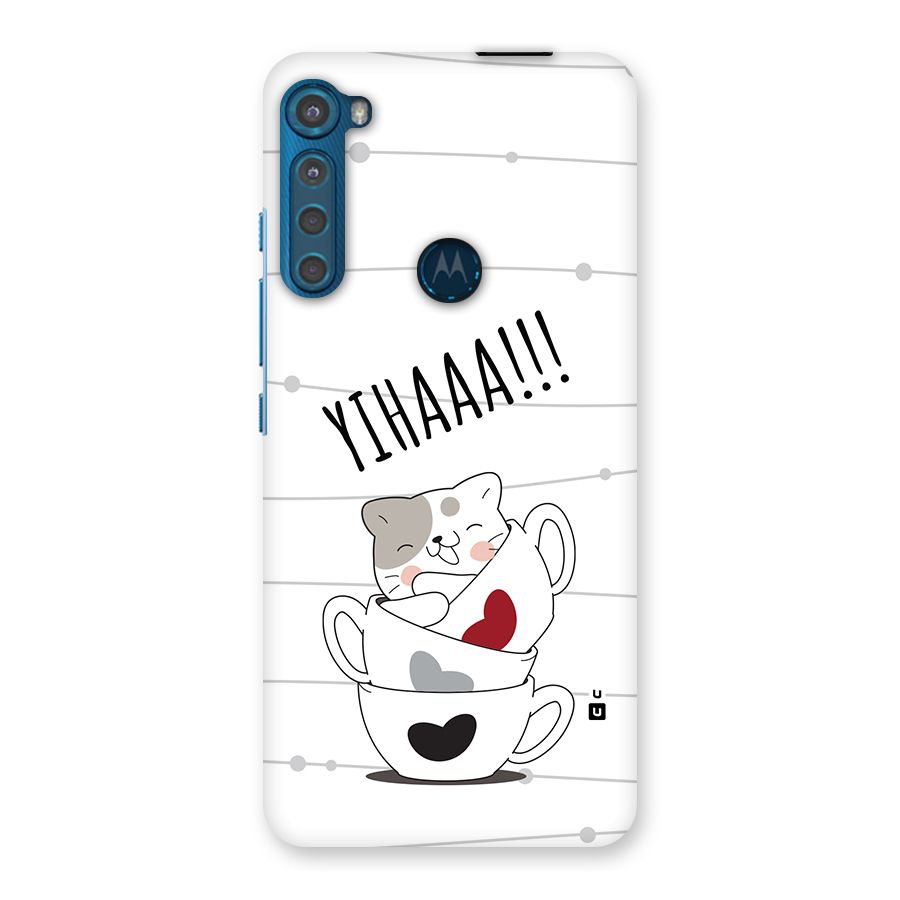 Cute Cat Cup Back Case for Motorola One Fusion Plus