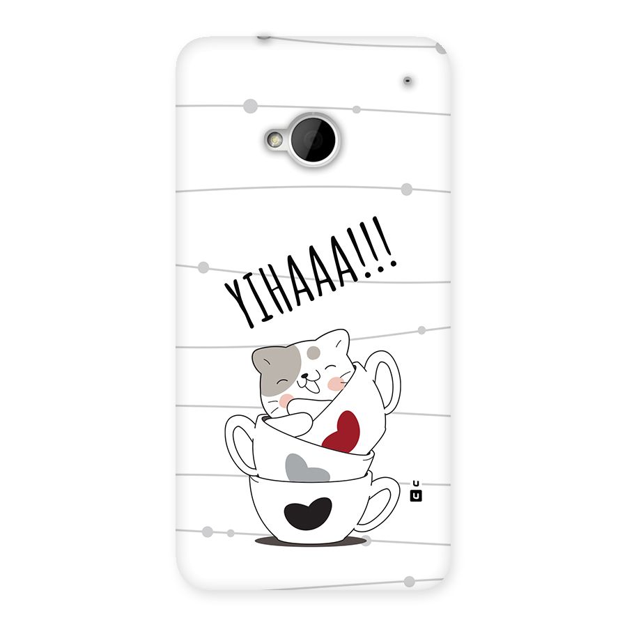 Cute Cat Cup Back Case for One M7 (Single Sim)