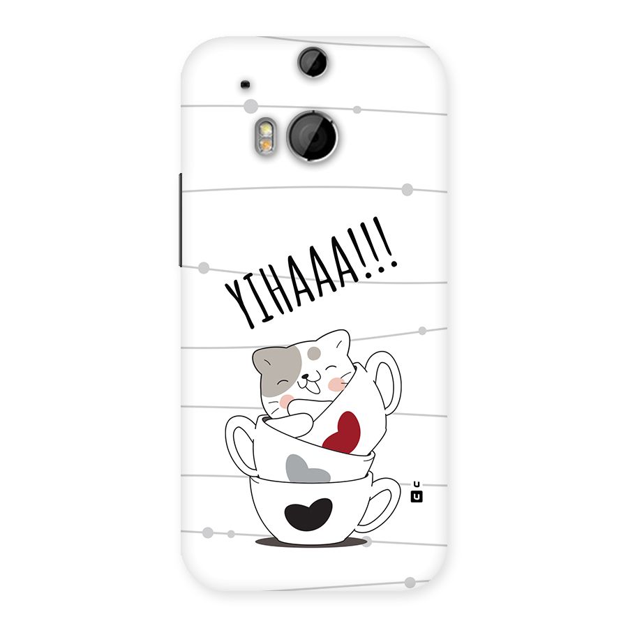 Cute Cat Cup Back Case for One M8