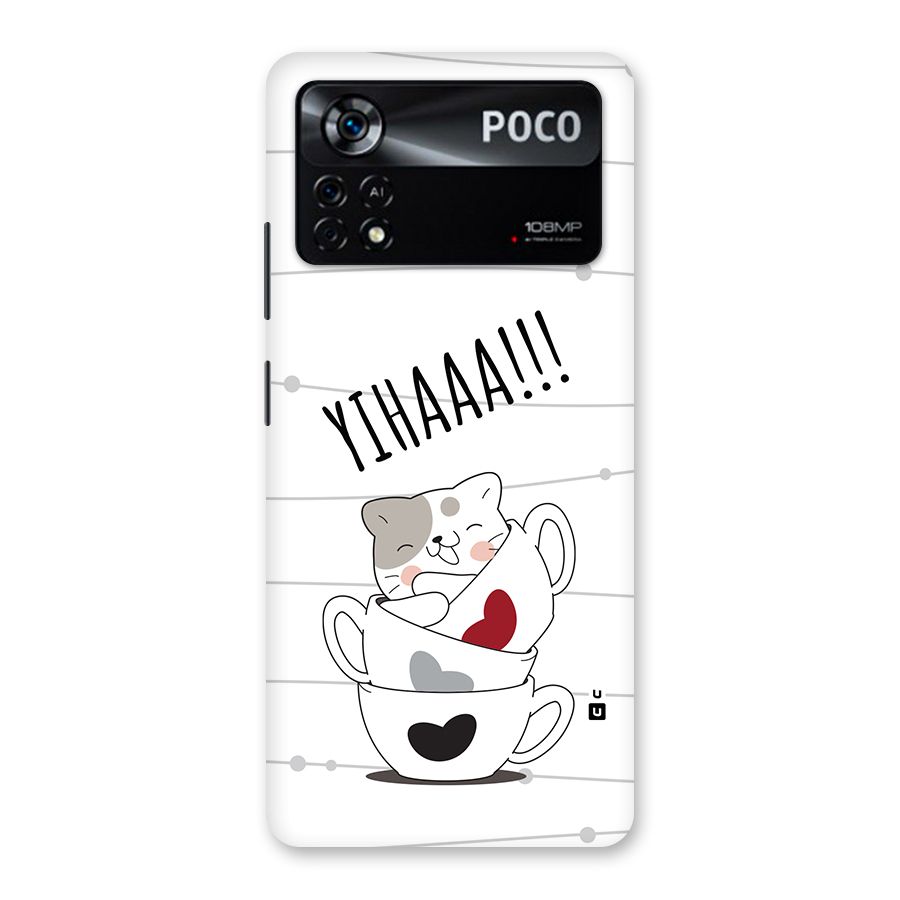 Cute Cat Cup Back Case for Poco X4 Pro 5G