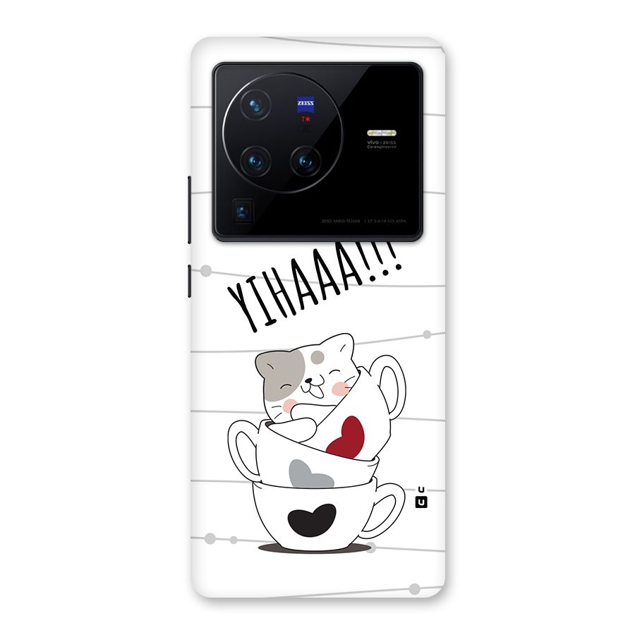 Cute Cat Cup Back Case for Vivo X80 Pro