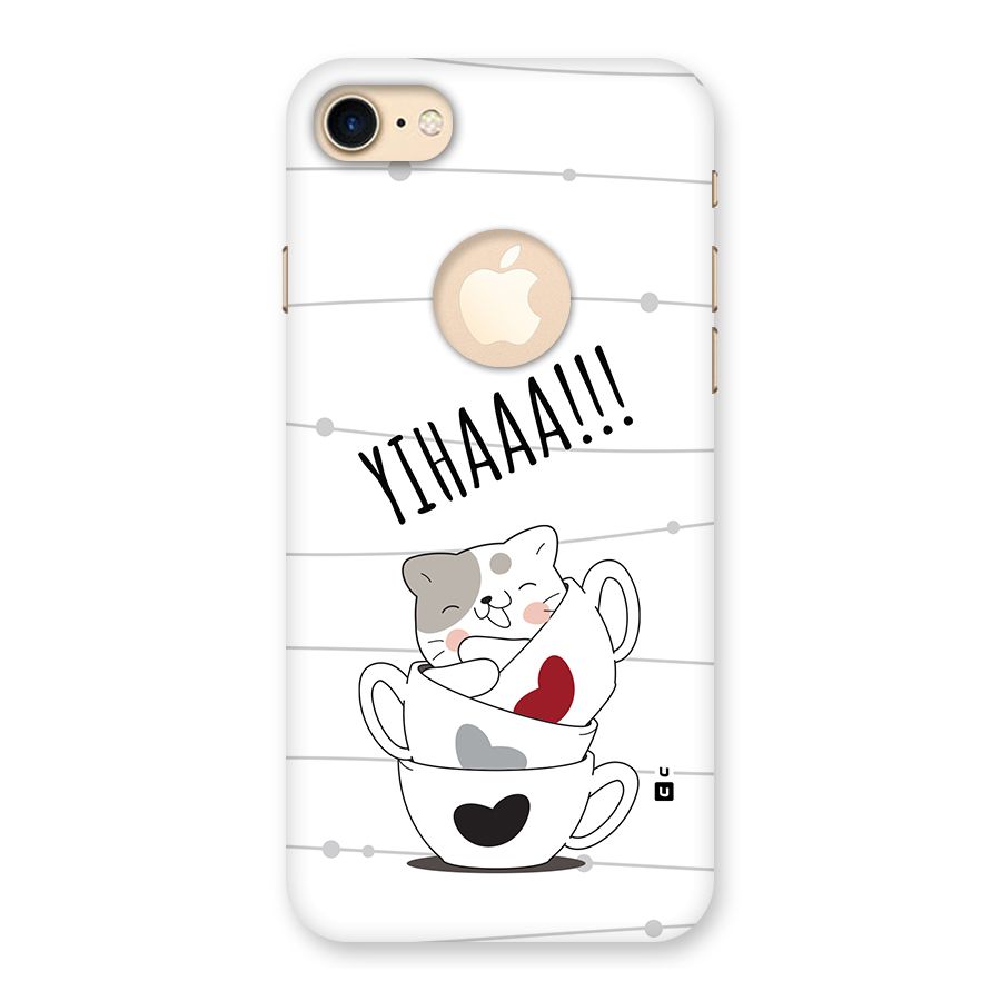 Cute Cat Cup Back Case for iPhone 7 Logo Cut