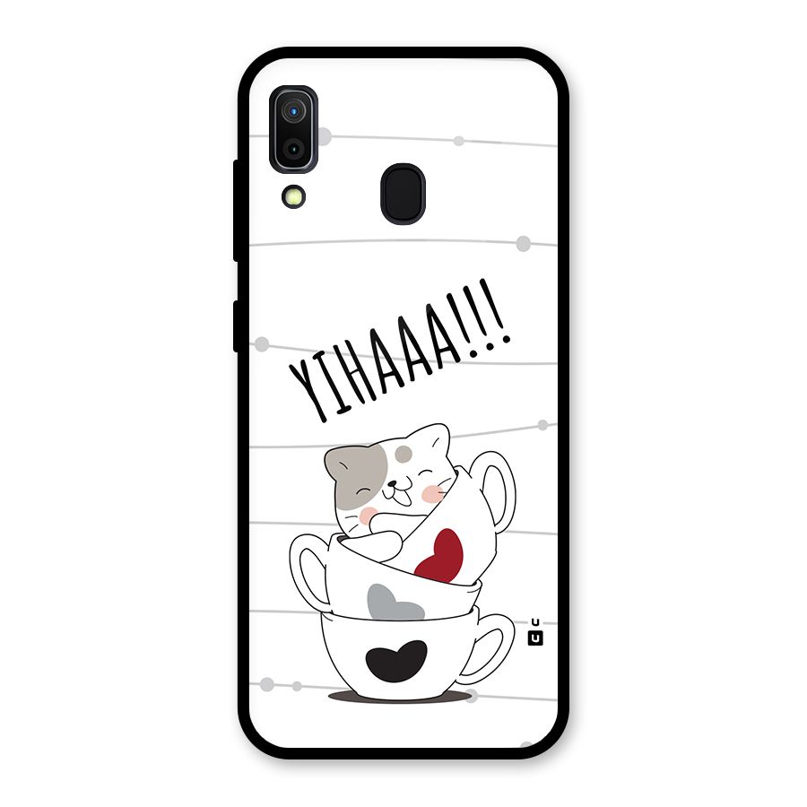 Cute Cat Cup Glass Back Case for Galaxy A30