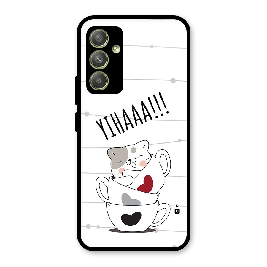 Cute Cat Cup Glass Back Case for Galaxy A54