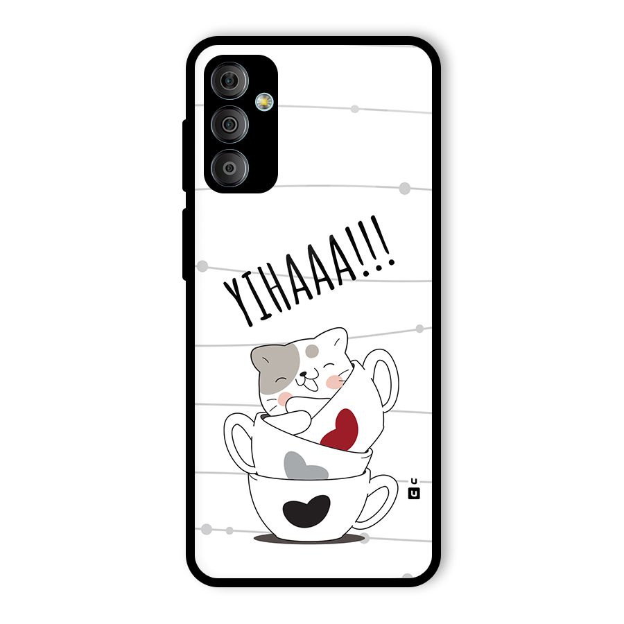 Cute Cat Cup Glass Back Case for Galaxy F23
