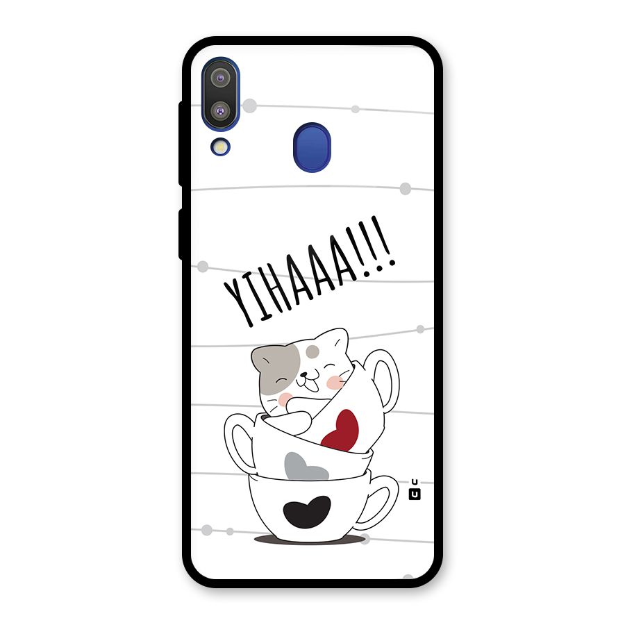 Cute Cat Cup Glass Back Case for Galaxy M20
