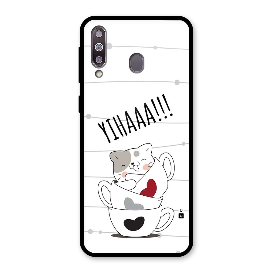 Cute Cat Cup Glass Back Case for Galaxy M30