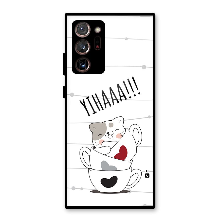Cute Cat Cup Glass Back Case for Galaxy Note 20 Ultra