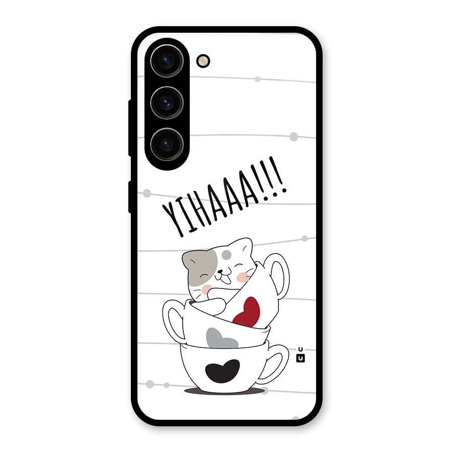 Cute Cat Cup Glass Back Case for Galaxy S23