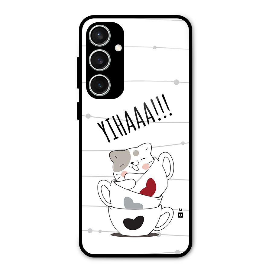 Cute Cat Cup Glass Back Case for Galaxy S23 FE