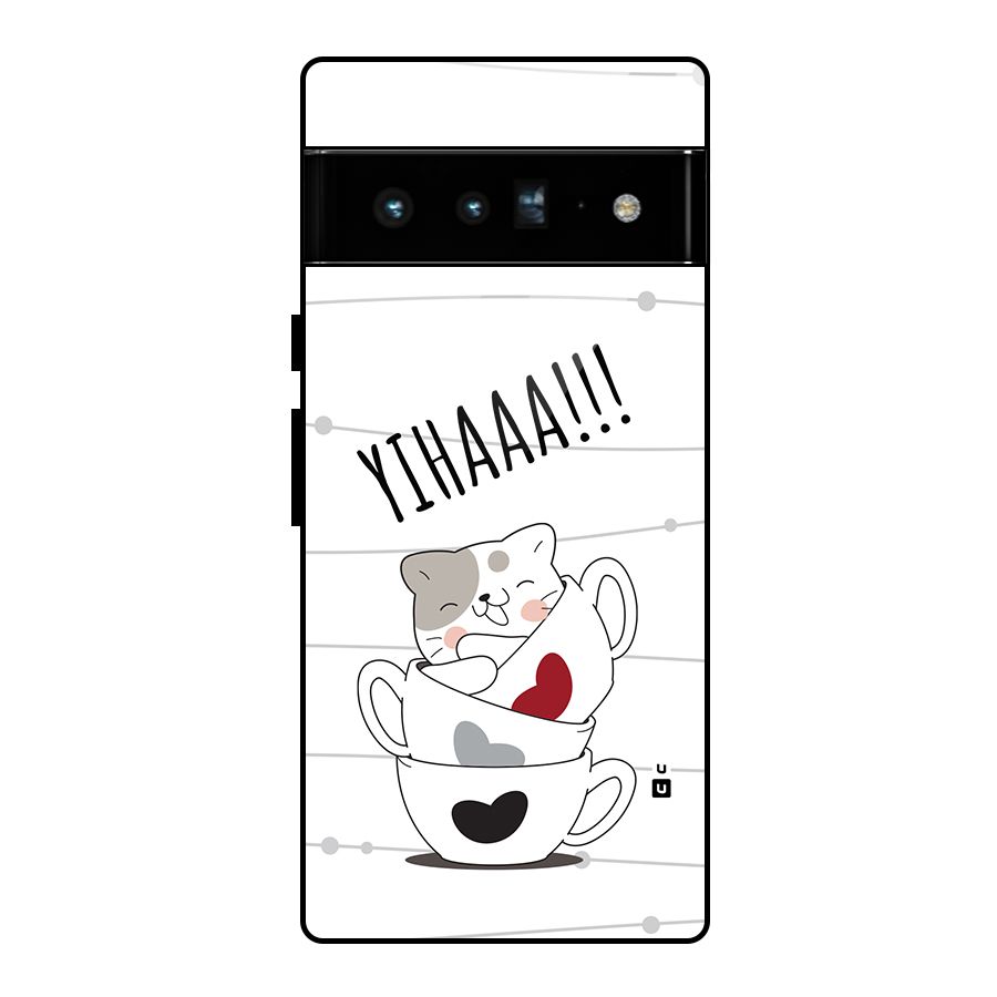 Cute Cat Cup Glass Back Case for Google Pixel 6 Pro