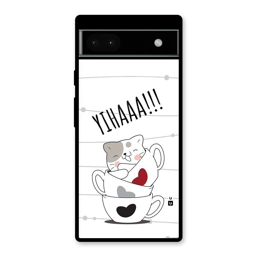 Cute Cat Cup Glass Back Case for Google Pixel 6a