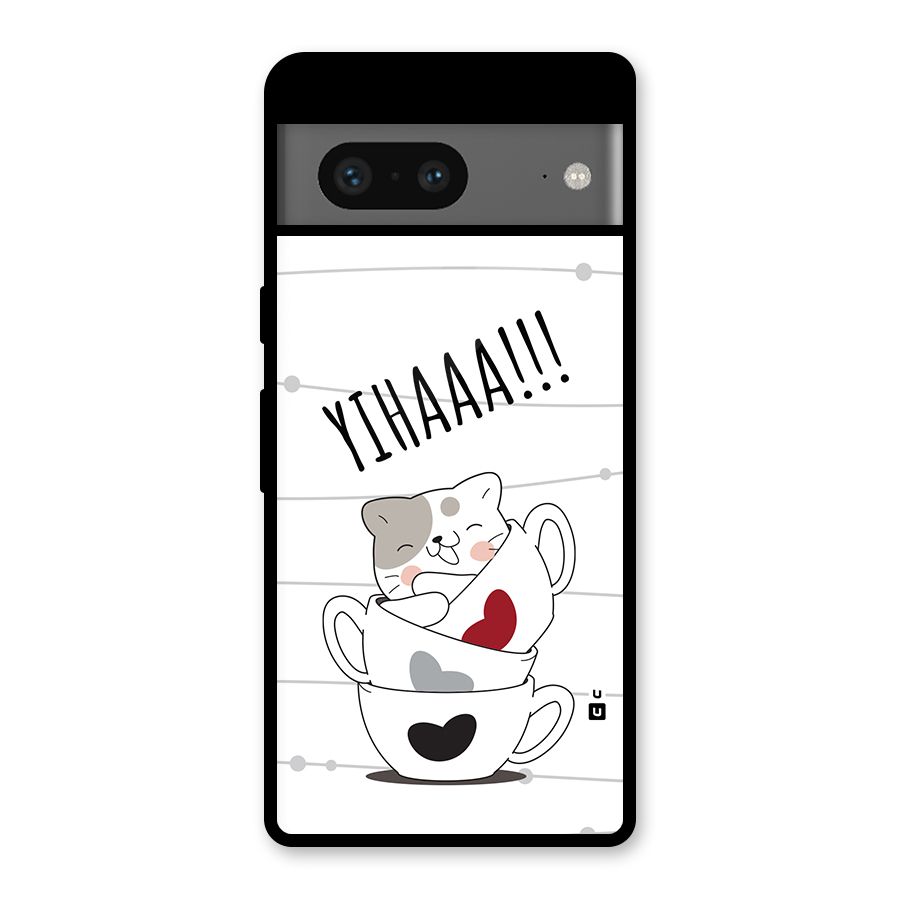 Cute Cat Cup Glass Back Case for Google Pixel 7