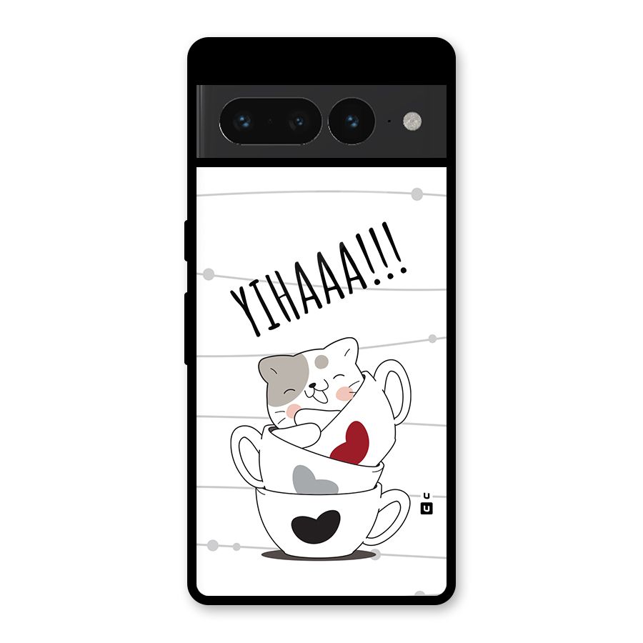 Cute Cat Cup Glass Back Case for Google Pixel 7 Pro