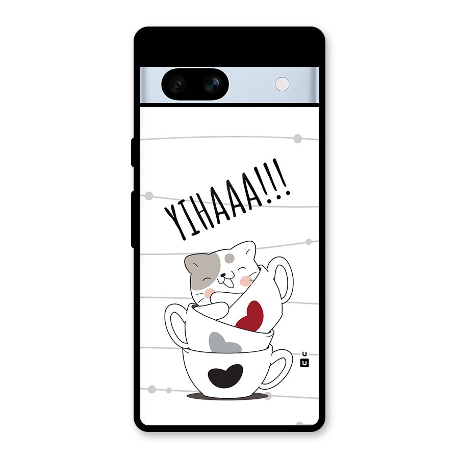 Cute Cat Cup Glass Back Case for Google Pixel 7a