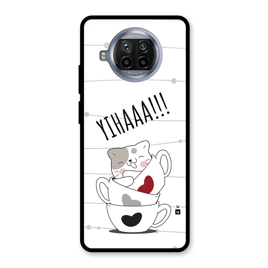 Cute Cat Cup Glass Back Case for Mi 10i
