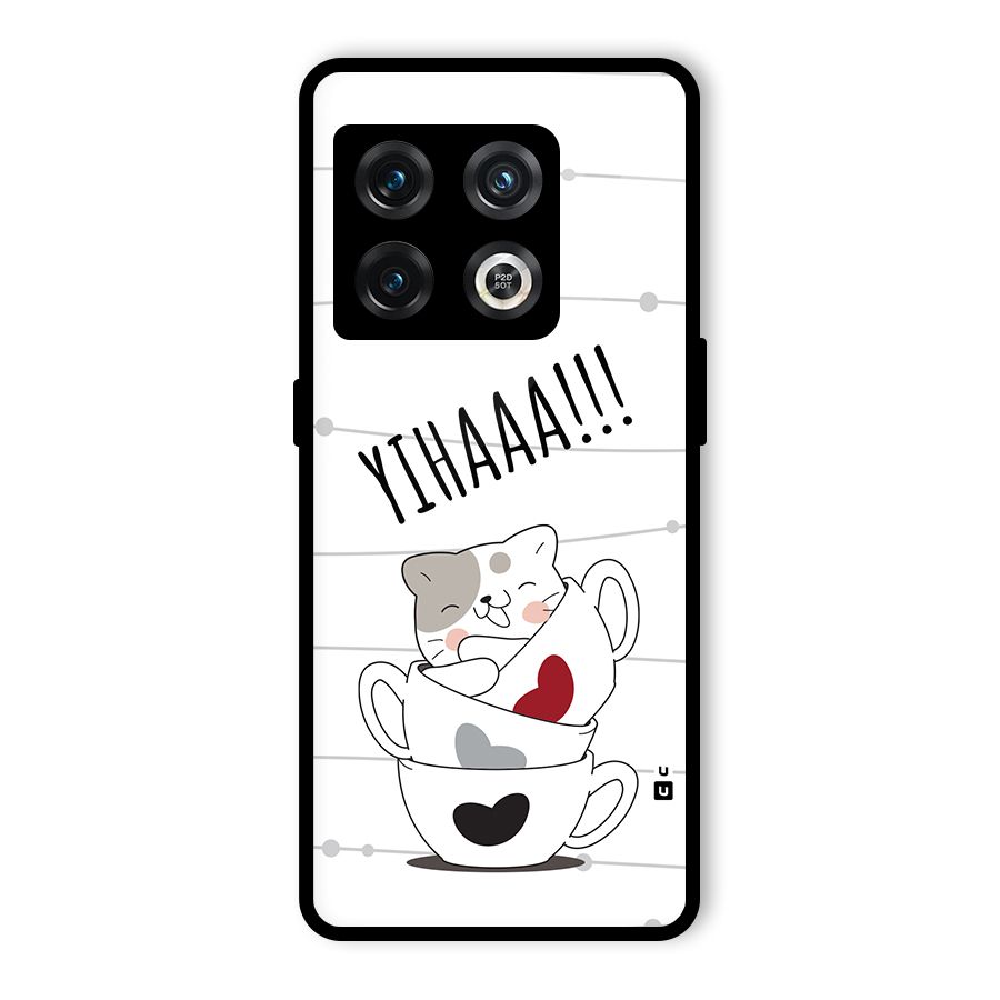 Cute Cat Cup Glass Back Case for OnePlus 10 Pro 5G