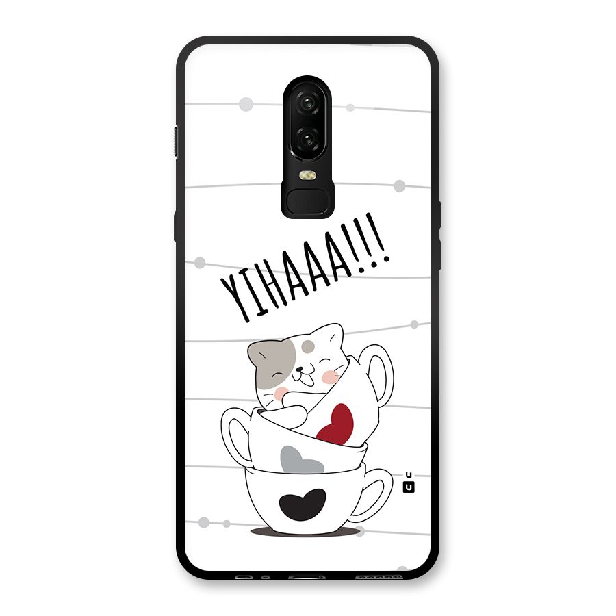 Cute Cat Cup Glass Back Case for OnePlus 6