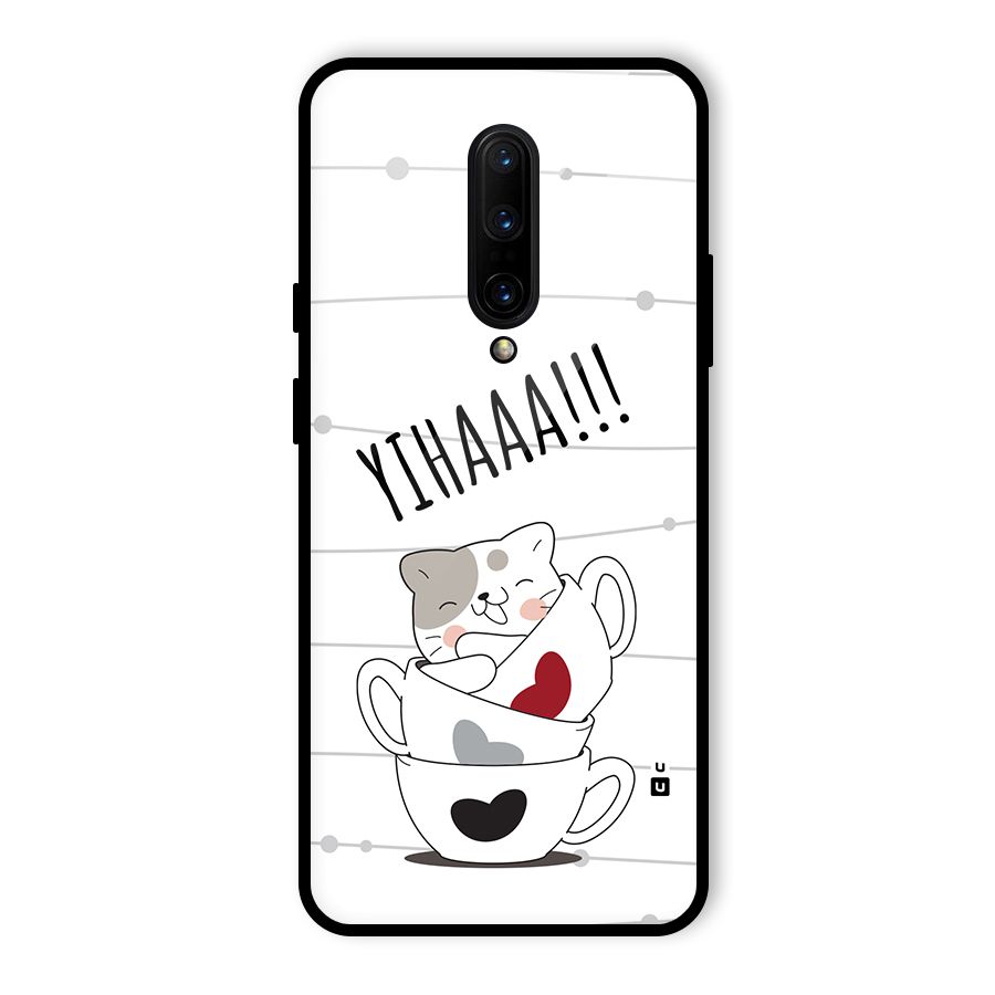 Cute Cat Cup Glass Back Case for OnePlus 7 Pro