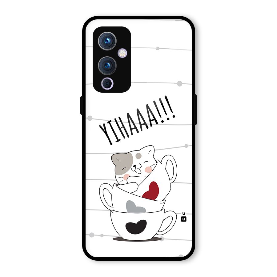 Cute Cat Cup Glass Back Case for OnePlus 9