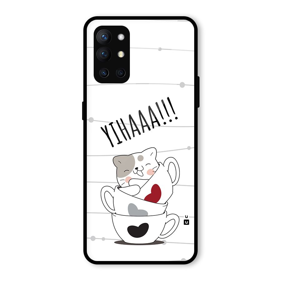 Cute Cat Cup Glass Back Case for OnePlus 9R