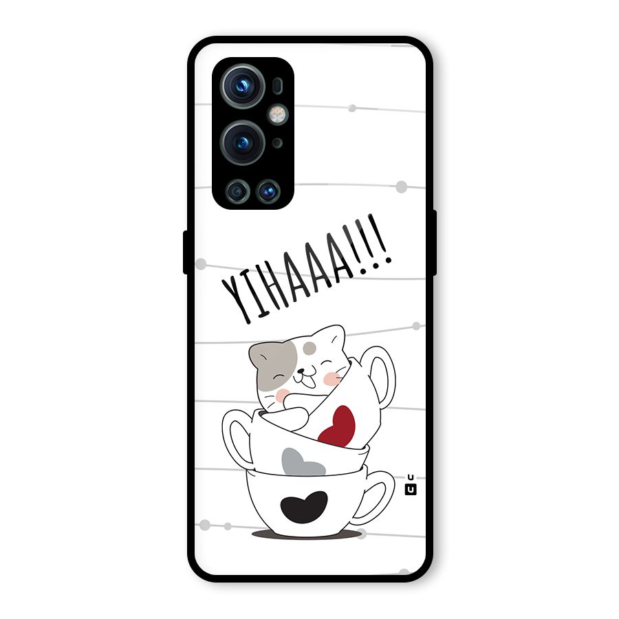Cute Cat Cup Glass Back Case for OnePlus 9 Pro