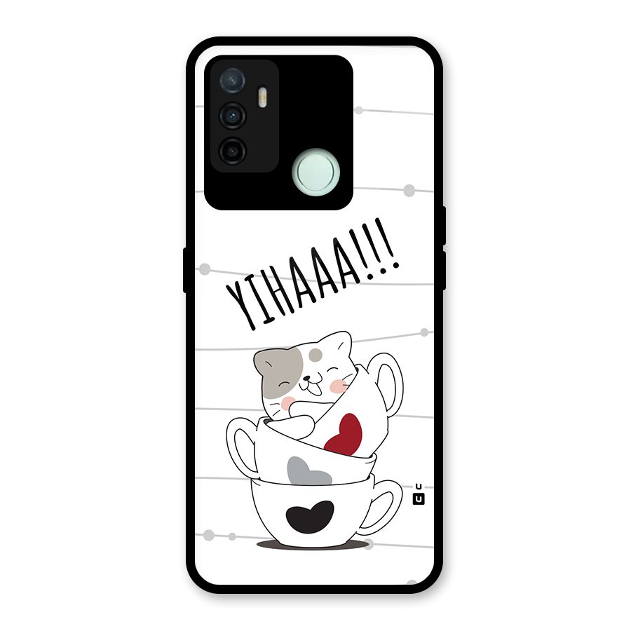 Cute Cat Cup Glass Back Case for Oppo A53