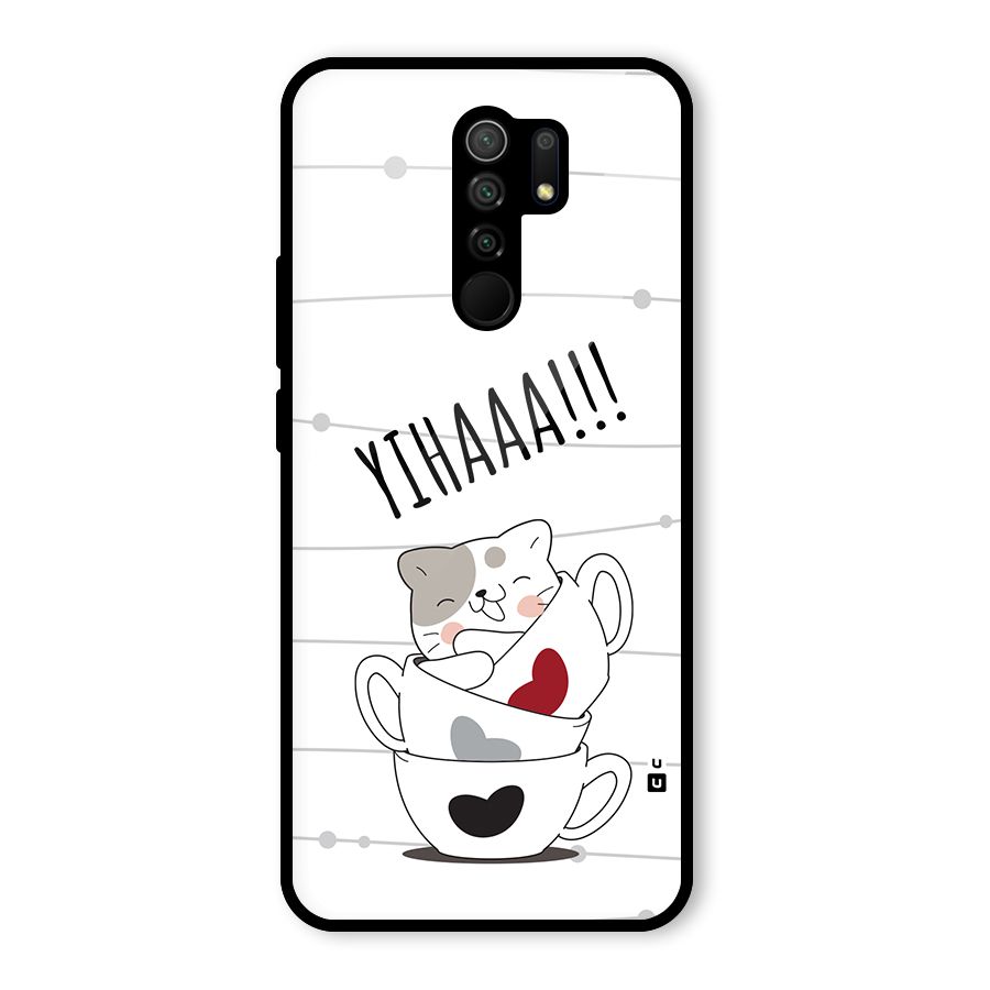 Cute Cat Cup Glass Back Case for Poco M2