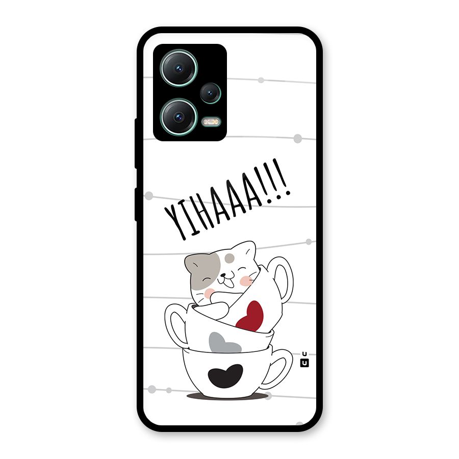 Cute Cat Cup Glass Back Case for Poco X5