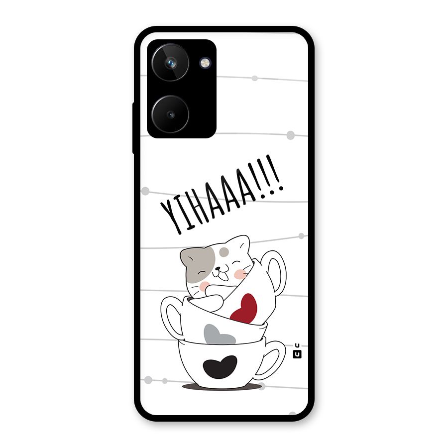 Cute Cat Cup Glass Back Case for Realme 10