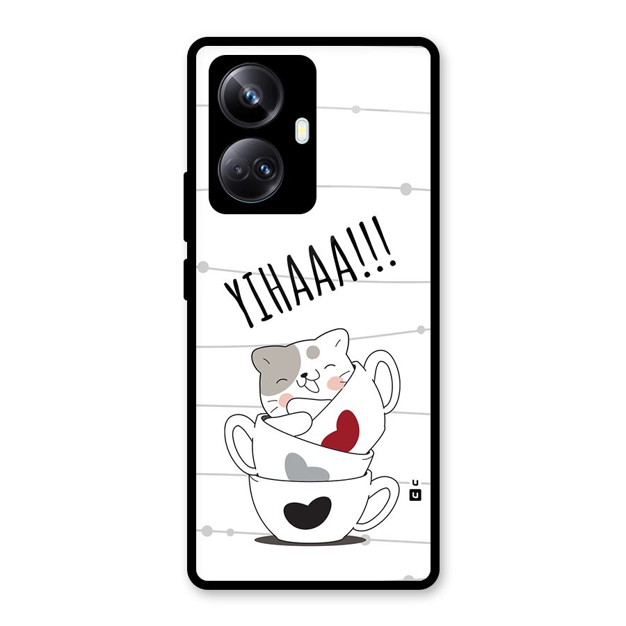 Cute Cat Cup Glass Back Case for Realme 10 Pro Plus