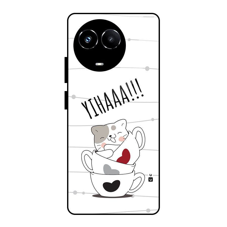 Cute Cat Cup Glass Back Case for Realme 11X