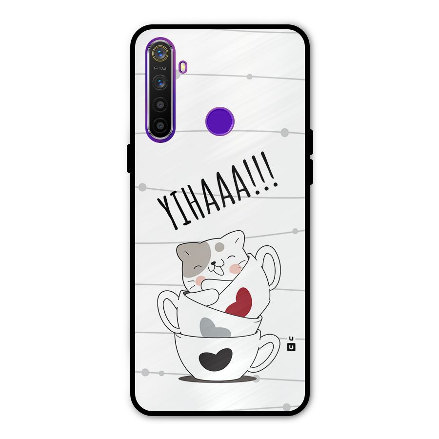 Cute Cat Cup Glass Back Case for Realme 5s