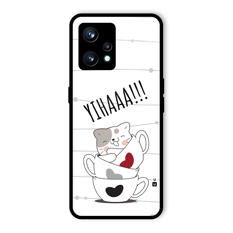Cute Cat Cup Glass Back Case for Realme 9 Pro Plus 5G