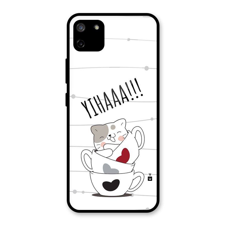 Cute Cat Cup Glass Back Case for Realme C11