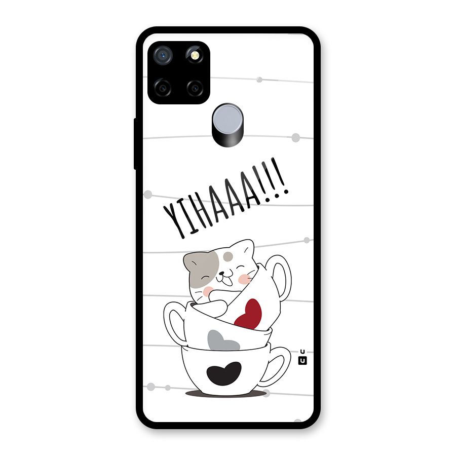 Cute Cat Cup Glass Back Case for Realme C12
