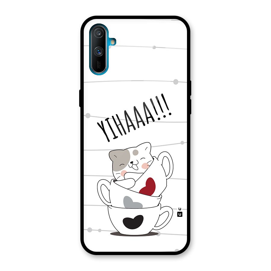 Cute Cat Cup Glass Back Case for Realme C3