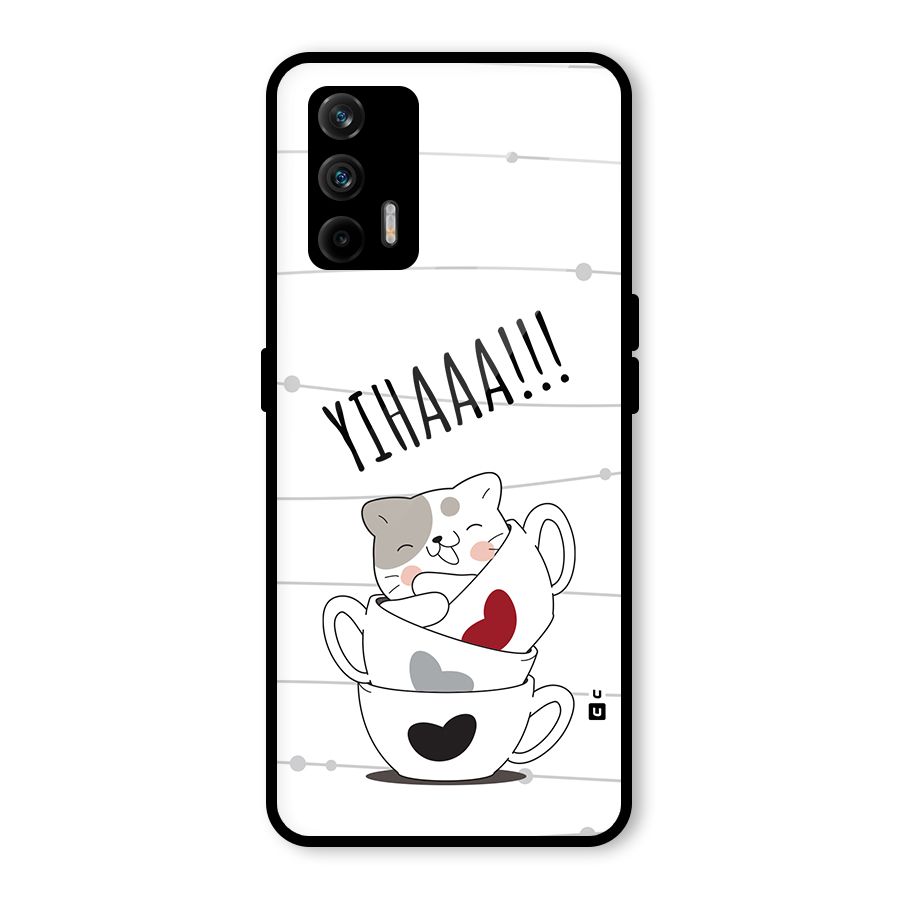 Cute Cat Cup Glass Back Case for Realme GT 5G