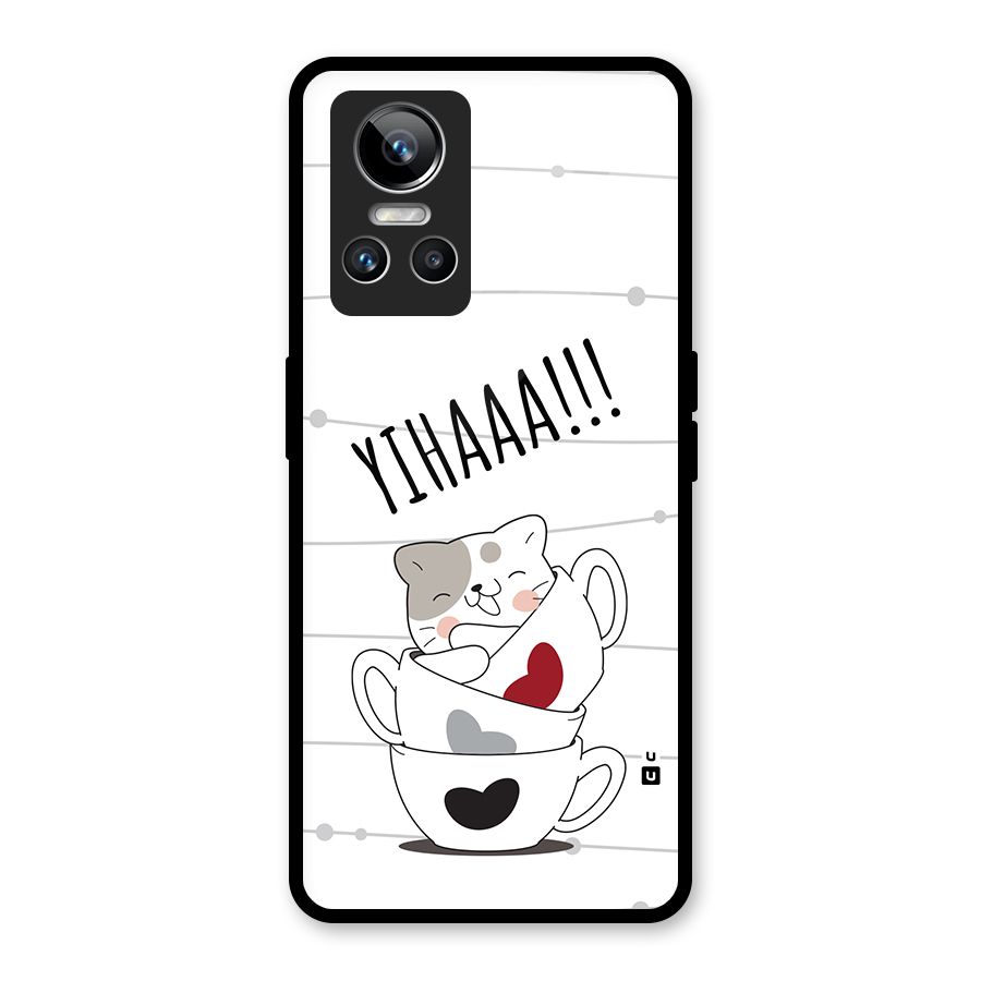 Cute Cat Cup Glass Back Case for Realme GT Neo 3